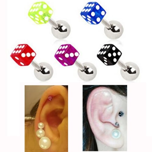 20 Pcs Mixed Cube Dice Lip Ear Studs Rings Tragus Labret Body Piercing Bars Party Club Superiorâ€‚Quality and CreativeDurable