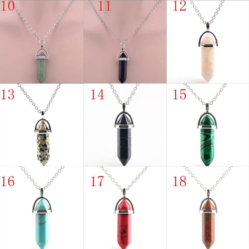 Natural Quartz Crystal Stone Point Chakra Healing Gemstone Pendant Necklace Gift 
