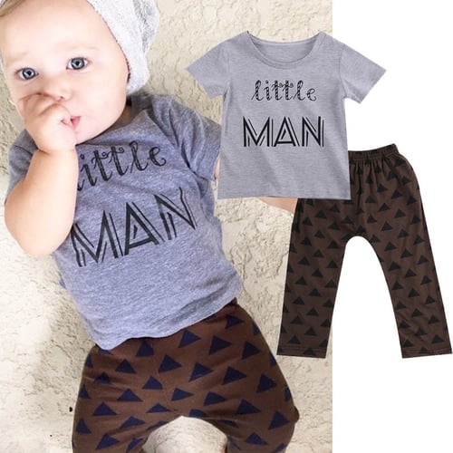 2pcs Newborn Toddler Infant Baby Boy Clothes T-shirt Tops+Pants Kids Outfits Set 