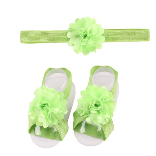 New 3pcs Foot Flower Barefoot Sandals Babies Elastic Hair Infant Headbands 