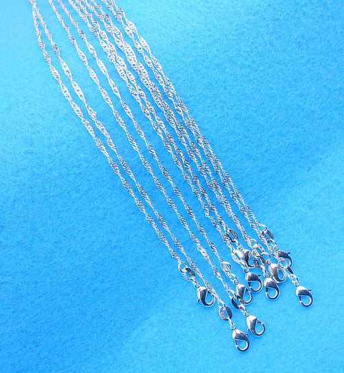 Wholesale lots 5pcs 2mm 925 Silver Plated Water Wave Chain Necklaces 16"-30" 