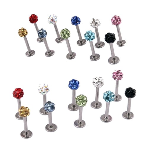 1x Crystal Ball Labret Stud Lip Ring Ear Tragus Cartilage Helix Earring Piercing 