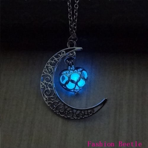 Retro Glow In The Dark Heart Pendant Necklace Chain Luminous Magical Women Gift