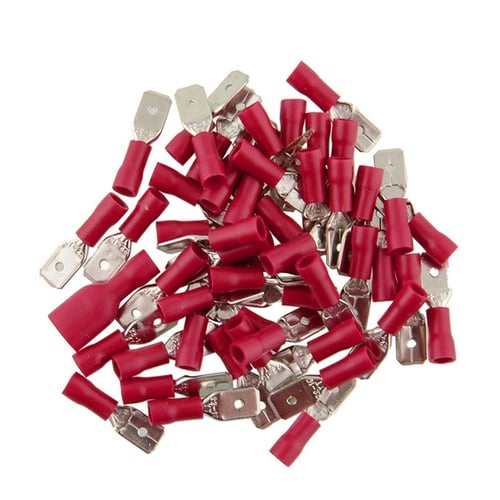 100Pcs Female&Male Spade Insulated Connectors Crimp Electrical Wire Terminal 