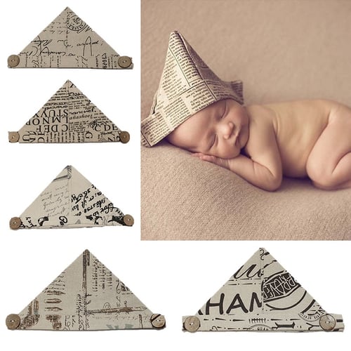 Newborn Handworked Newspaper Cap Hand Folding Cotton Hat Baby Photography Props