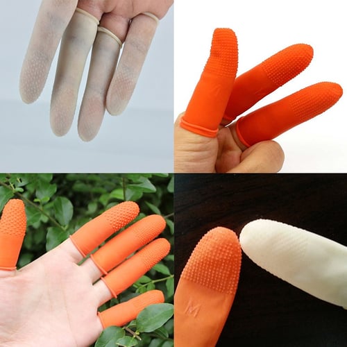 100PCS L Protector Fingertip Gloves Prevent Slip Rubber Finger Cots Anti Static 