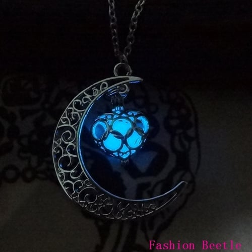 Luminous Steampunk Heart Glow In The Dark Pendant Necklace Womens Jewelry Gifts 