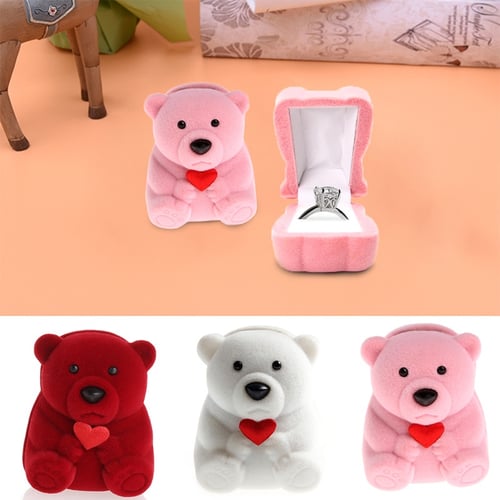 1x Mini Lovely Bear Jewelry Gift Box For Rings Small Earrings Pendant Necklace D 