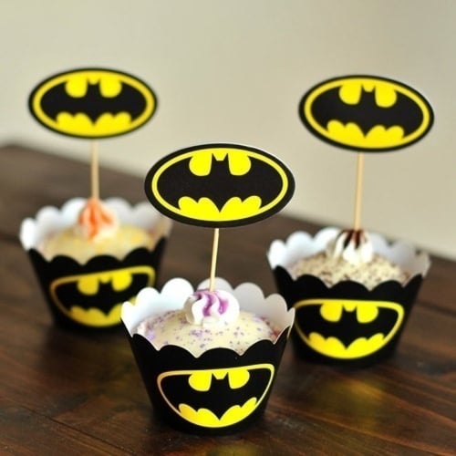 12x Superhero Cupcake Topper Pick Batman Party Supplies Lolly loot Bags Batman 