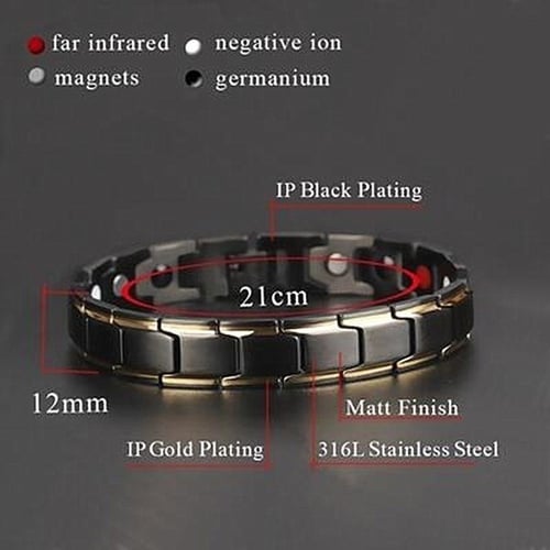 Fashion Men Health Magnetic Bracelet Matte Stainless Steel Chain Bangle 21CM 