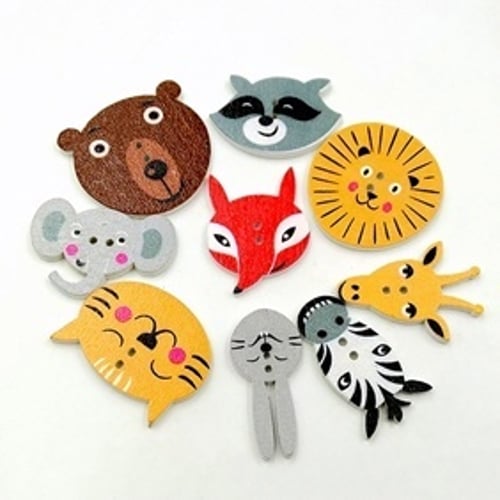 50Pcs Mixed Elephant Craft Sewing Scrapbooking Cardmaking Wooden Wood Button 