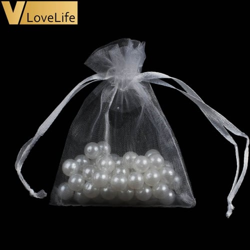 50Pcs Organza Candy Bags Wedding Party Favor Gift Jewelry Pouch Sheer Decoration 