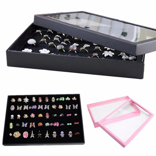 For Ring Earring Jewellery 100 Hole Display Storage Box Tray Show Case Organiser 