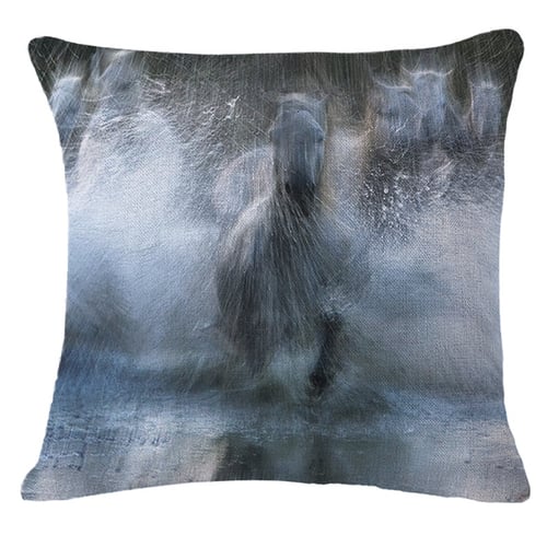Creative Pillow Cases Animal Horse Print Home Decor Cotton Linen Cushion Cover 