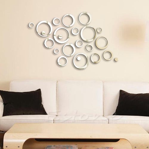 Circles Mirror Style Removable Decal Vinyl Art Mural Wall Sticker Home Decor New 