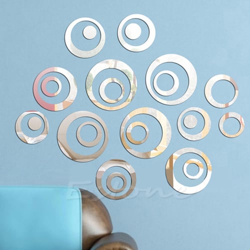 Circles Mirror Style Removable Decal Vinyl Art Mural Wall Sticker Home Decor New 