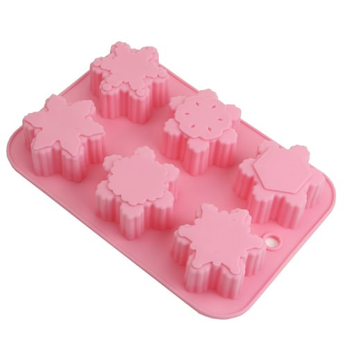 6-Snowflake Snow Cake Mold Soap Flexible Silicone Mould For Candy Chocolate 