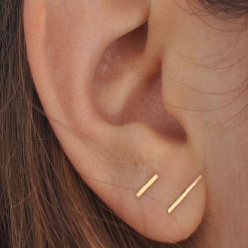 Gold New Punk Earings Simple T Bar Earrings Women Ear Stud Earrings Chic Jewelry Nice
