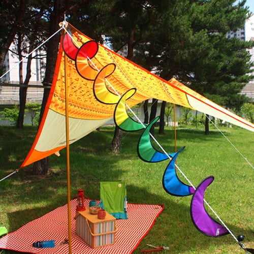 Foldable Rainbow Spiral Windmill Wind Spinner Camping Tent For Garden Decor LT