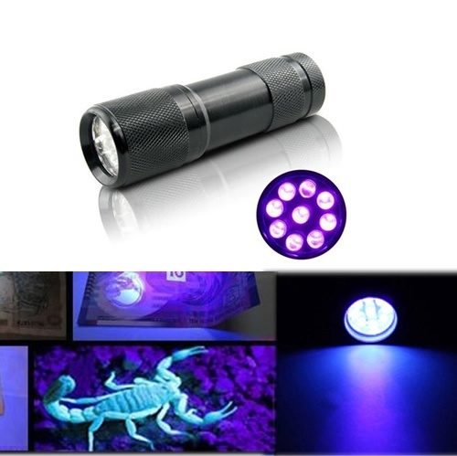 Mini Blacklight Detection 9 LED UV Ultra Violet Flashlight Torch Light Lamp 