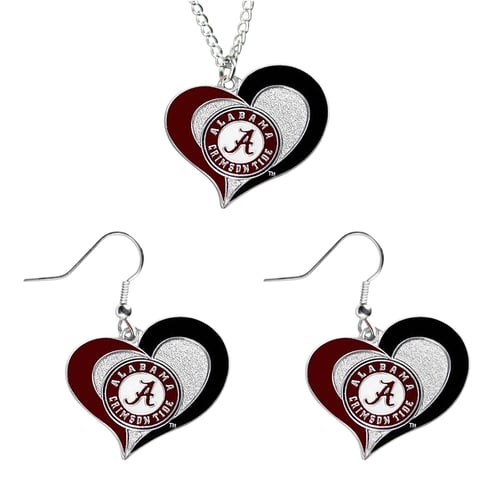 SAN Francisco 49ers NCAA Swirl Heart Pendant Necklace and Earring Set Charm Gift 