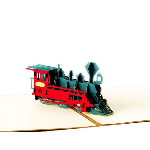 New 3D Pop Up Greeting Card Retro Train Birthday Easter Anniversary Thanksgiving 