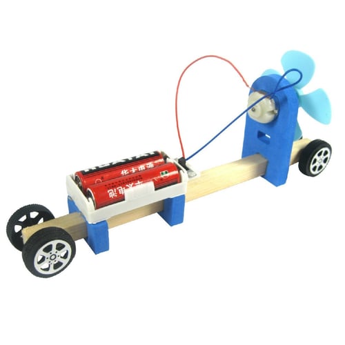 Science educational experiment toy DIY Racing car F1 Air power handmade wind car 