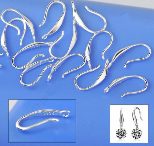 100PCS 925 Sterling Silver Earring Hooks Beads For Jewelry Making Ear Wires Kit 