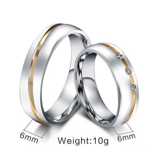 Fashion Charm Engagement Wedding Ring Stainless Steel Couple Ring For Women Men 