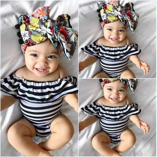 Christmas Newborn Baby Striped Romper Jumpsuit Playsuit Bodysuit Outfits 0-24M 