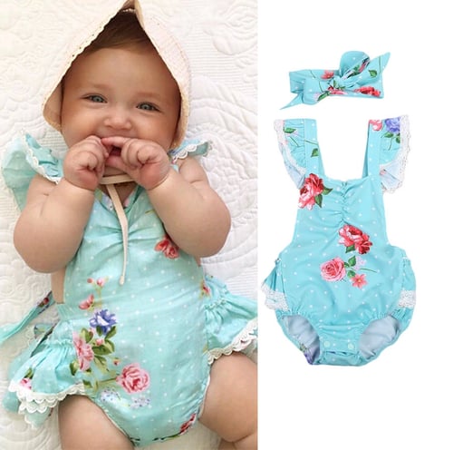 Newborn Infant Baby Girl Cotton Floral Romper Bodysuit Jumpsuit Playsuit Sunsuit 