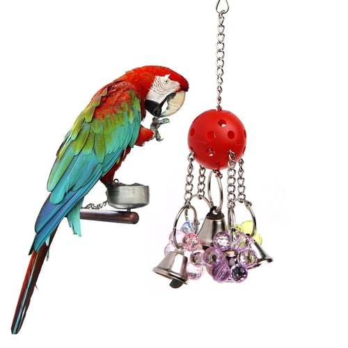 For Pet Bird Bites Parrot Chew Toys Bell Swing Cage Hanging Cockatiel Parakeet 