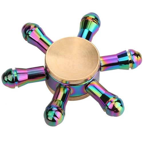 Color Rainbow Gyro Aluminum Metal Tri Hand Finger Spinner Fidget EDC Desk Toy 