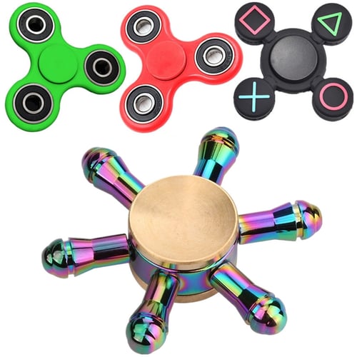 Rainbow Tri Fidget Spinner Focus Desk Toys Adult Decompression Finger Gyros New 