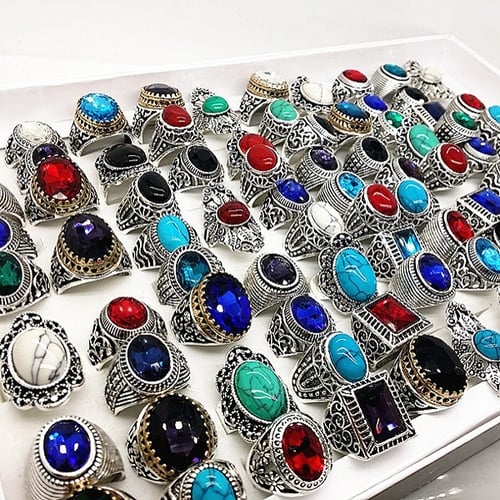 20pcs mens womens fashion jewelry rings vintage stone Ring party Gifts