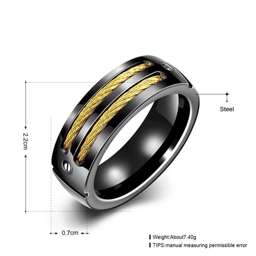 High Polished TITANIUM Fashion RING with Black Plated Band size 10 in Gift Box 