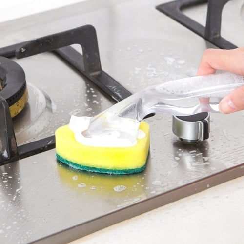 1 Pc Soap Dispenser Dish Sponge Cleaner Wand Brush Scrub Refill