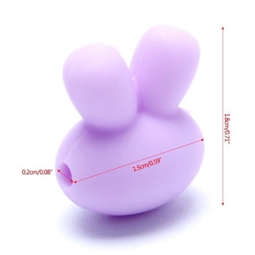 5x Rabbit Silicone Bead Teething Teether BPA FreeNecklace Making ChewBaby Toy .. 