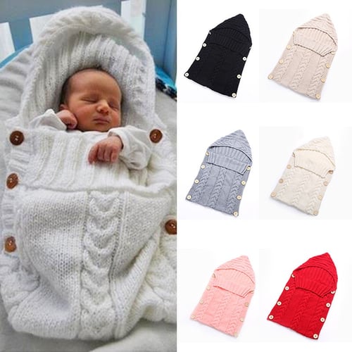 Newborn Baby Knit Crochet Swaddle Wrap Swaddling Blanket Warm Sleepsack Bag UK 
