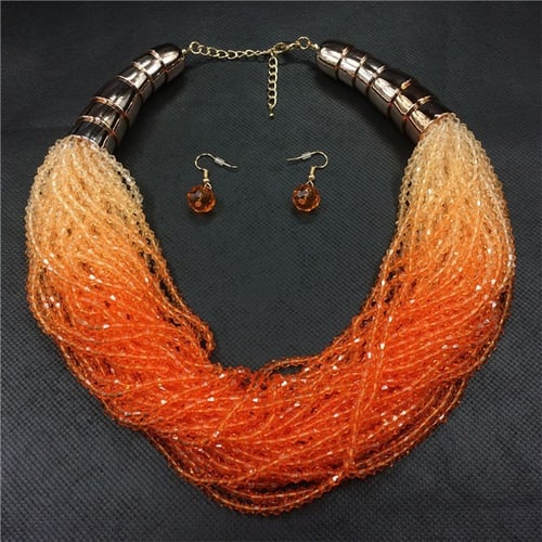 Resin Beads Multilayer For Necklaces Jewelry Set Necklace+Earring Earrings 