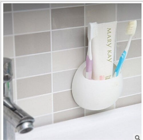 Wall Suction Mounted Toothbrush Toothpaste Holder Kitchen Bathroom Organizer 