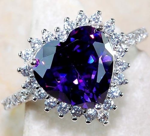 Purple Amethyst Birthstone 925 Silver  Filled Wedding Bridal Ring Gift Size 6-10 