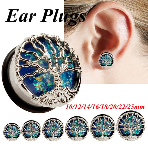 1Pair TREE OF LIFE Stainless Steel-FLESH TUNNELS-Ear Gauges-Ear Plugs-EAR TUNNEL