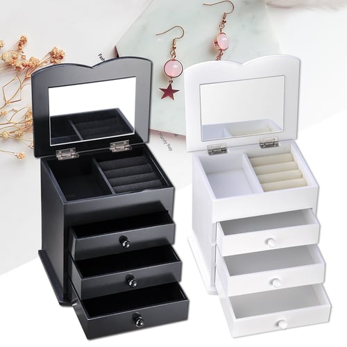 Yescom Wooden Jewelry Box Built In, Wooden Jewelry Box With Mirror Cost