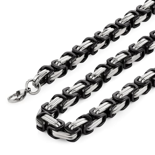 Width 4/6/8mm Multi-colored Stainless Steel Byzantine Chain Mens Womens Necklace