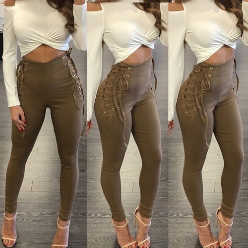 Women Stretch Pencil Pants High Jeggings Jeans Casual Slim Trousers Waist Skinny