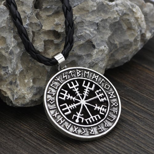 Vegvisir Compass Necklace Iceland Icelandic Runic Rune Viking Stainless Pendant