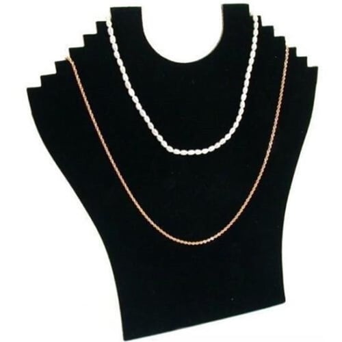 Black Necklace Bust Jewelry Pendant Display Holder Stand Velvet Easel Rack 