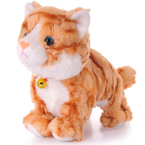 Yellow Electronic Kitten Cat Toy Battery Operated Walking Sounding Light-up 