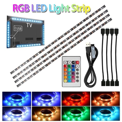 5V 5050 RGB 60SMD/M LED Strip Lights Bar TV Back Lighting Kit+USB 24 Key Remote 